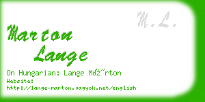 marton lange business card